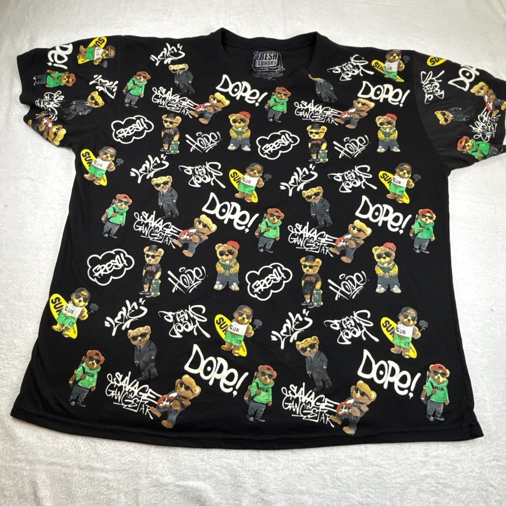 Men's Fresh‎ Laundry Dope Bear AOP Black 4XL Excellent Condition